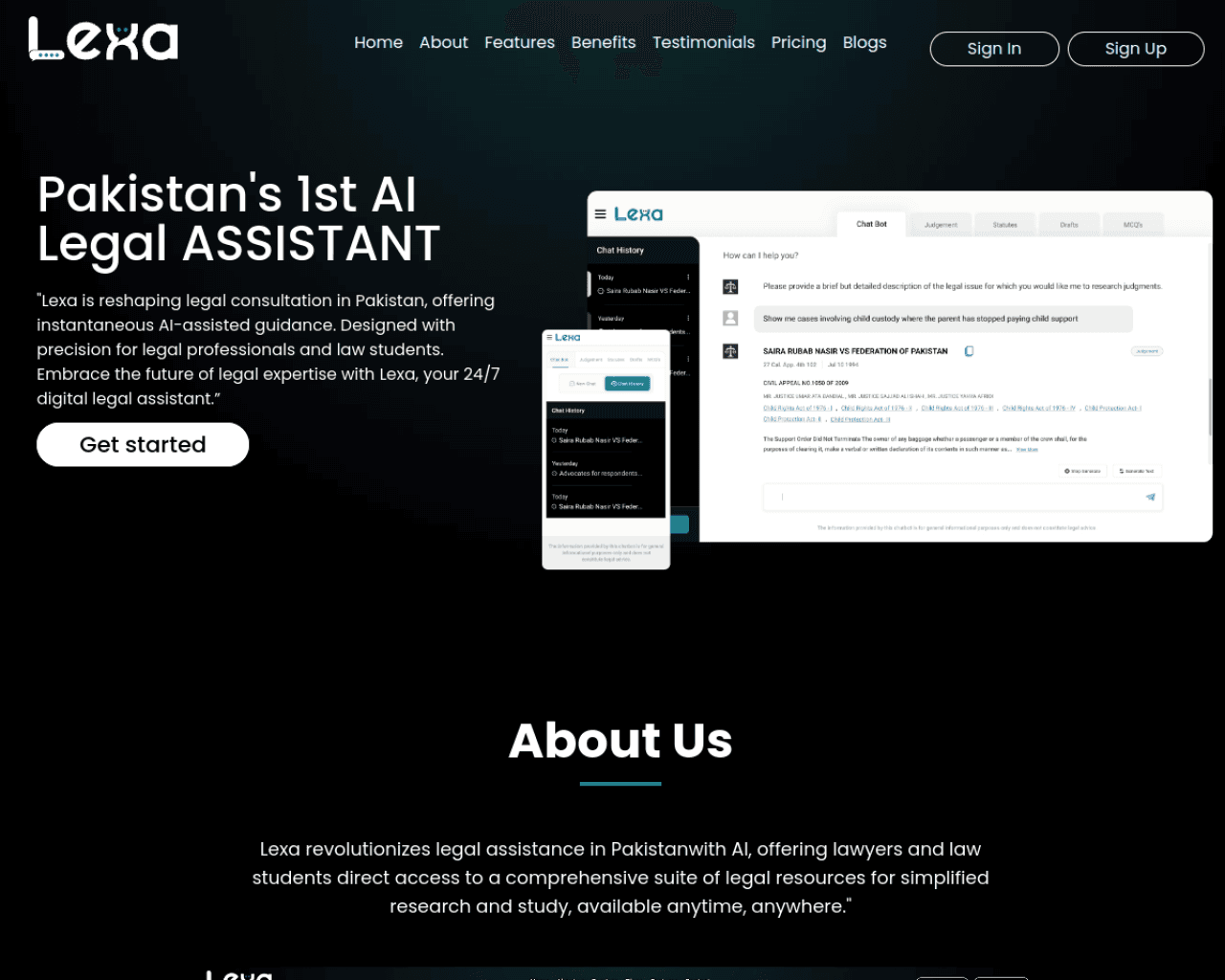 Lexa live site screenshot