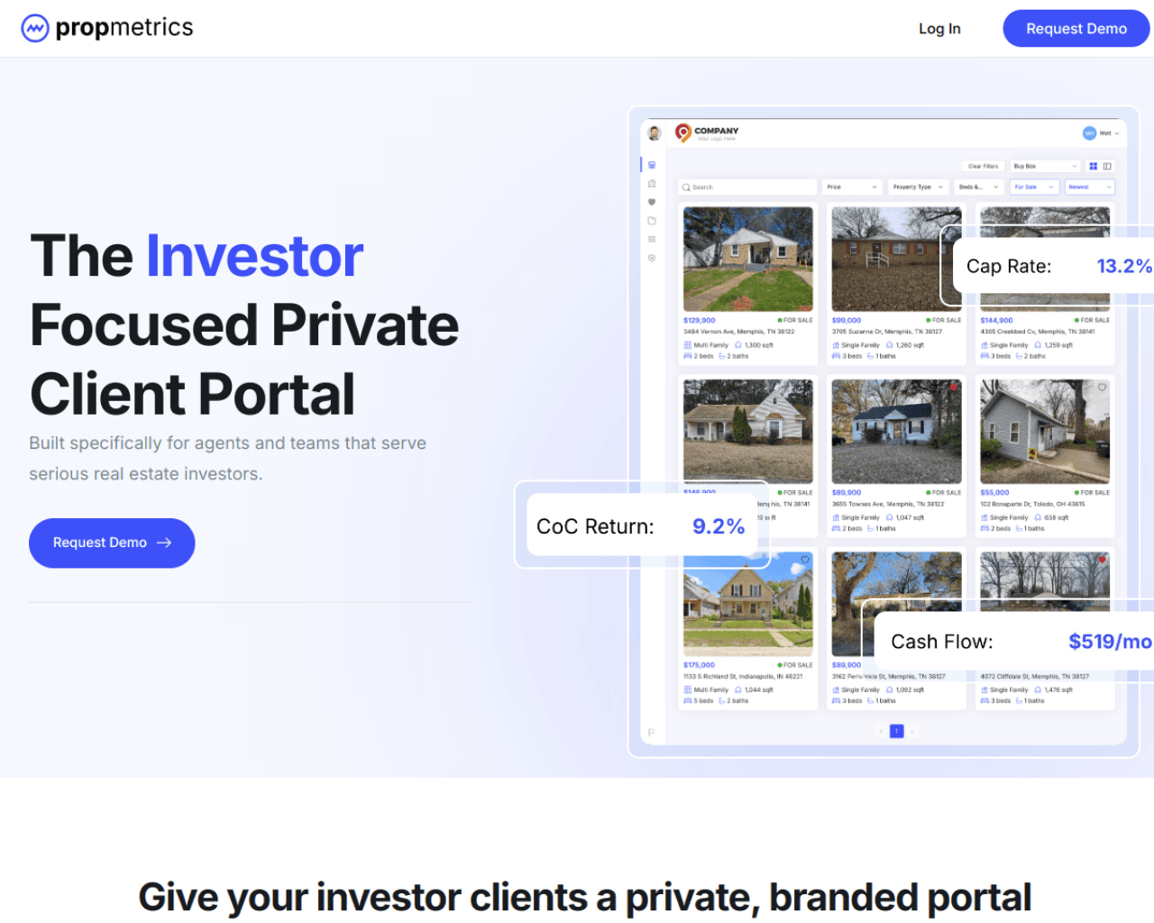 PropMetrics live site screenshot
